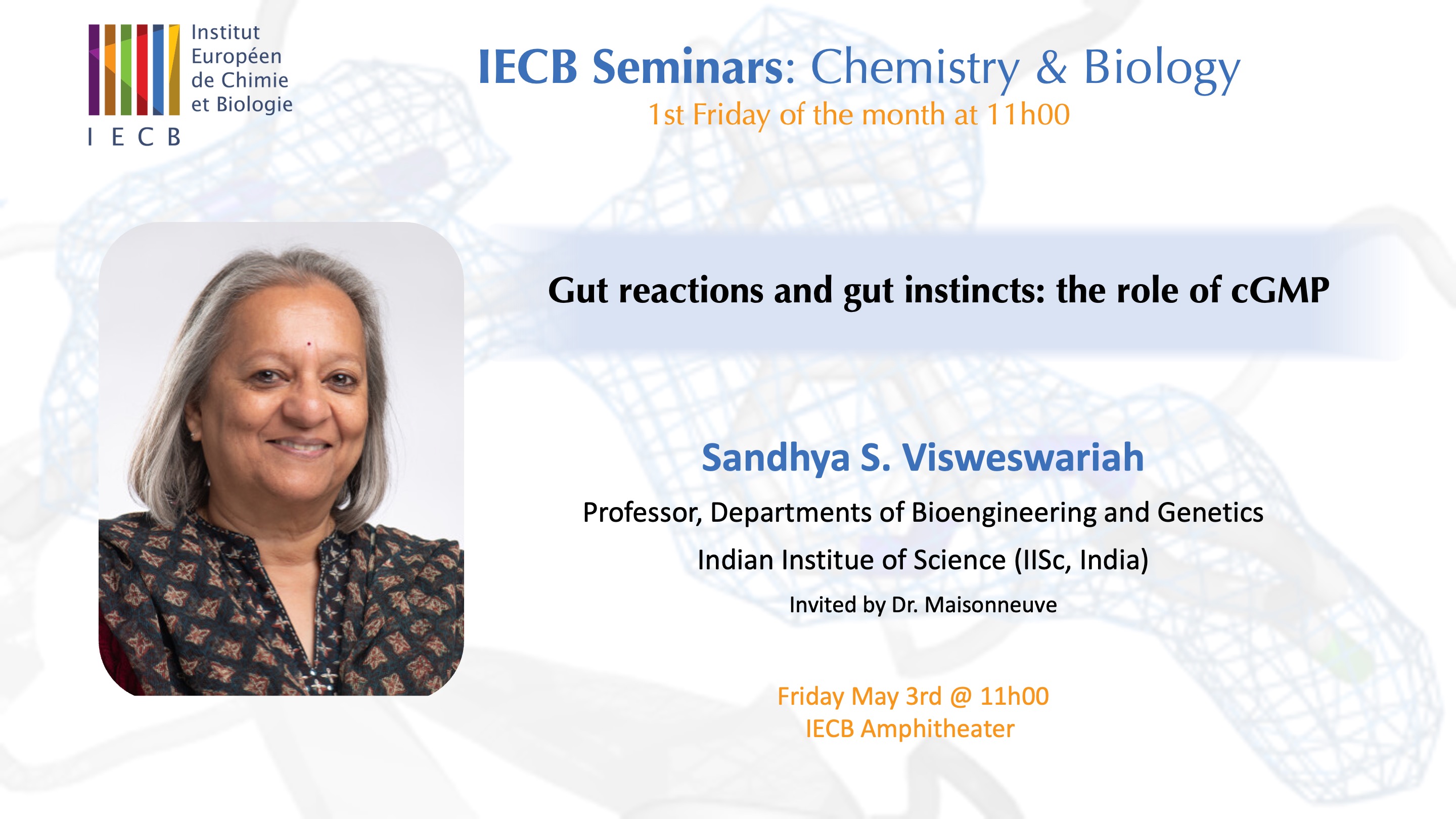 IECB Seminar Series : "Gut reactions and gut instincts : the role of cGMP"  Sandhya S. Visweswariah